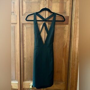 NBD Revolve Women’s Sz XS Black V-Neck Do Anything Mini Dress, W/ Back Cutouts